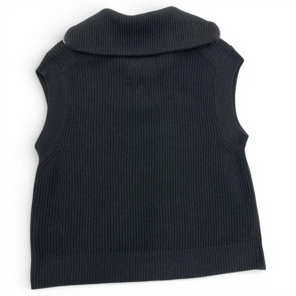 Armedangels Aylaa Sleeveless Sweater Ribbed Black Knit Vest Zip Collar Women XS - Picture 9 of 10